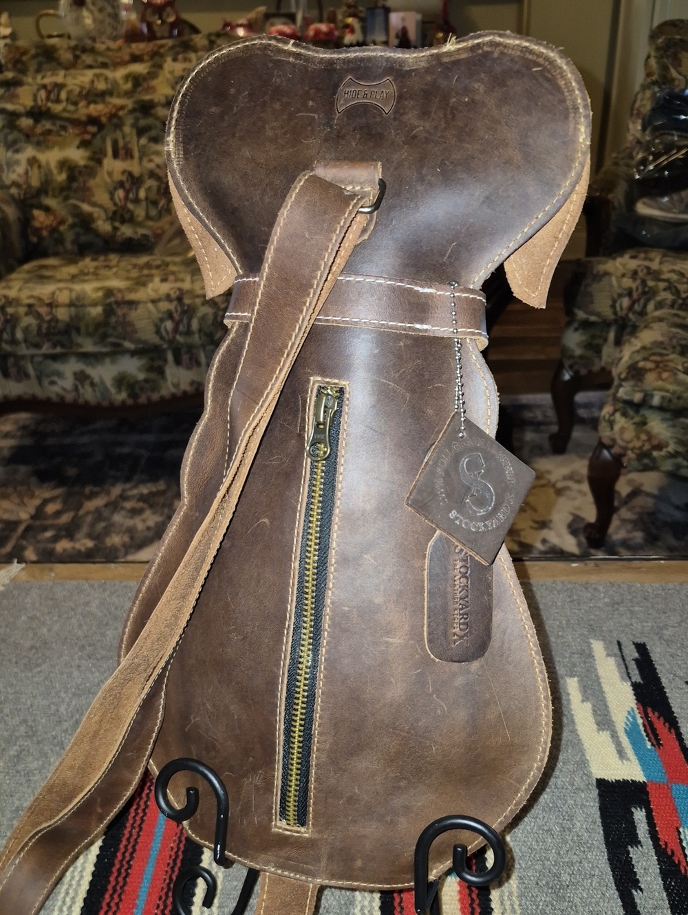 StockyardX Brown FullGrain Leather Doggy Crossbody Is functional & Unique. - Picture 2 of 16